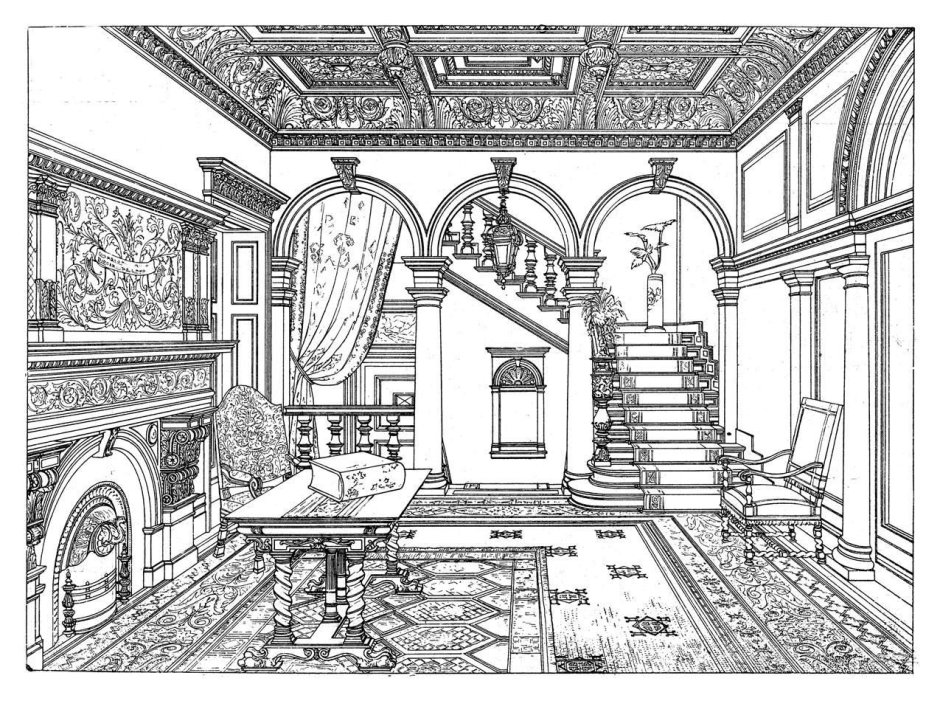 Эскиз интерьера дворца