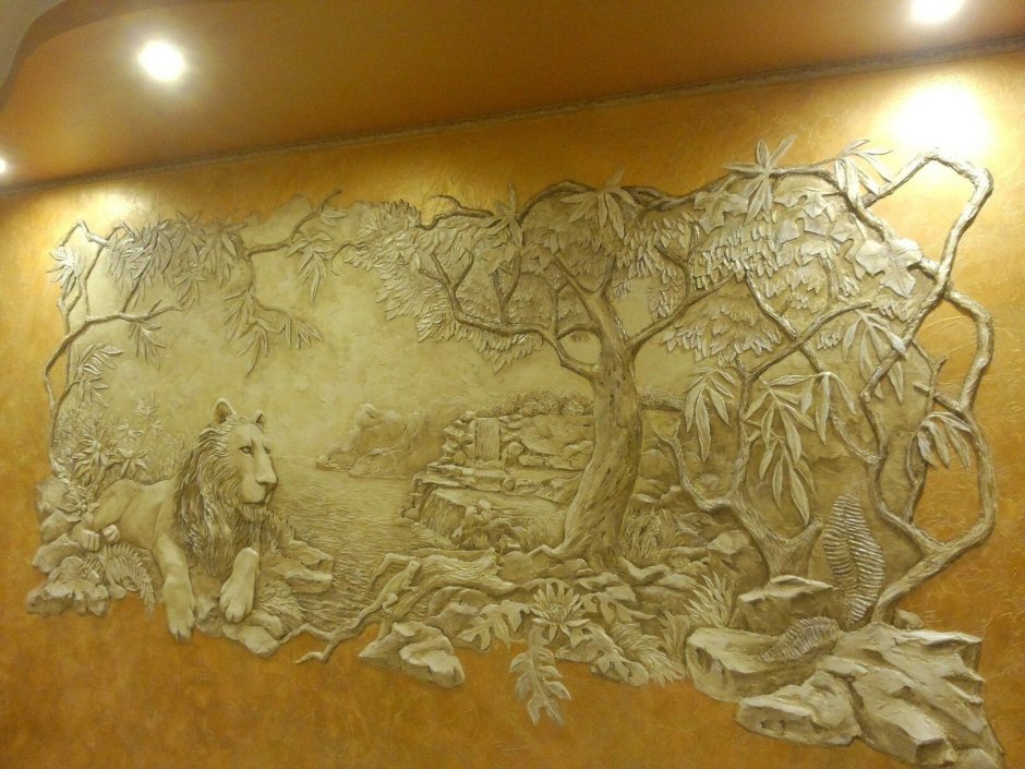 Китайские барельеф на стене