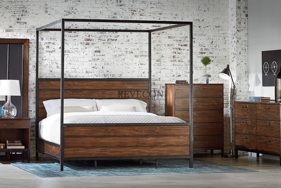 Кровать в стиле лофт Индастриал из металла