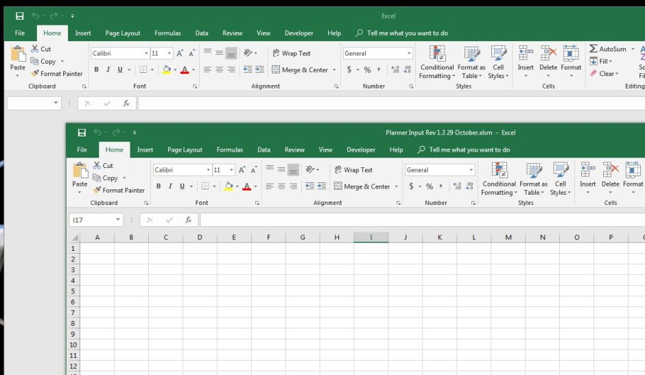 Таблица excel рабочая область