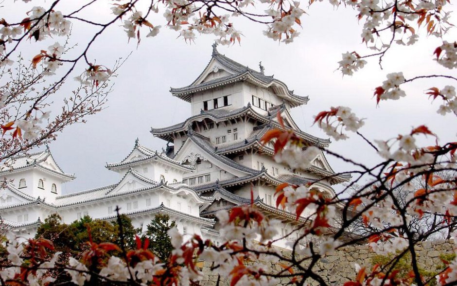 Япония замок Химэдзи рисунок
