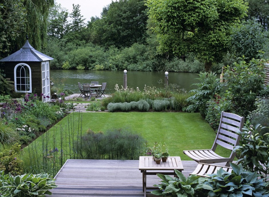 Голландский стиль ландшафт маленький сад фонтан