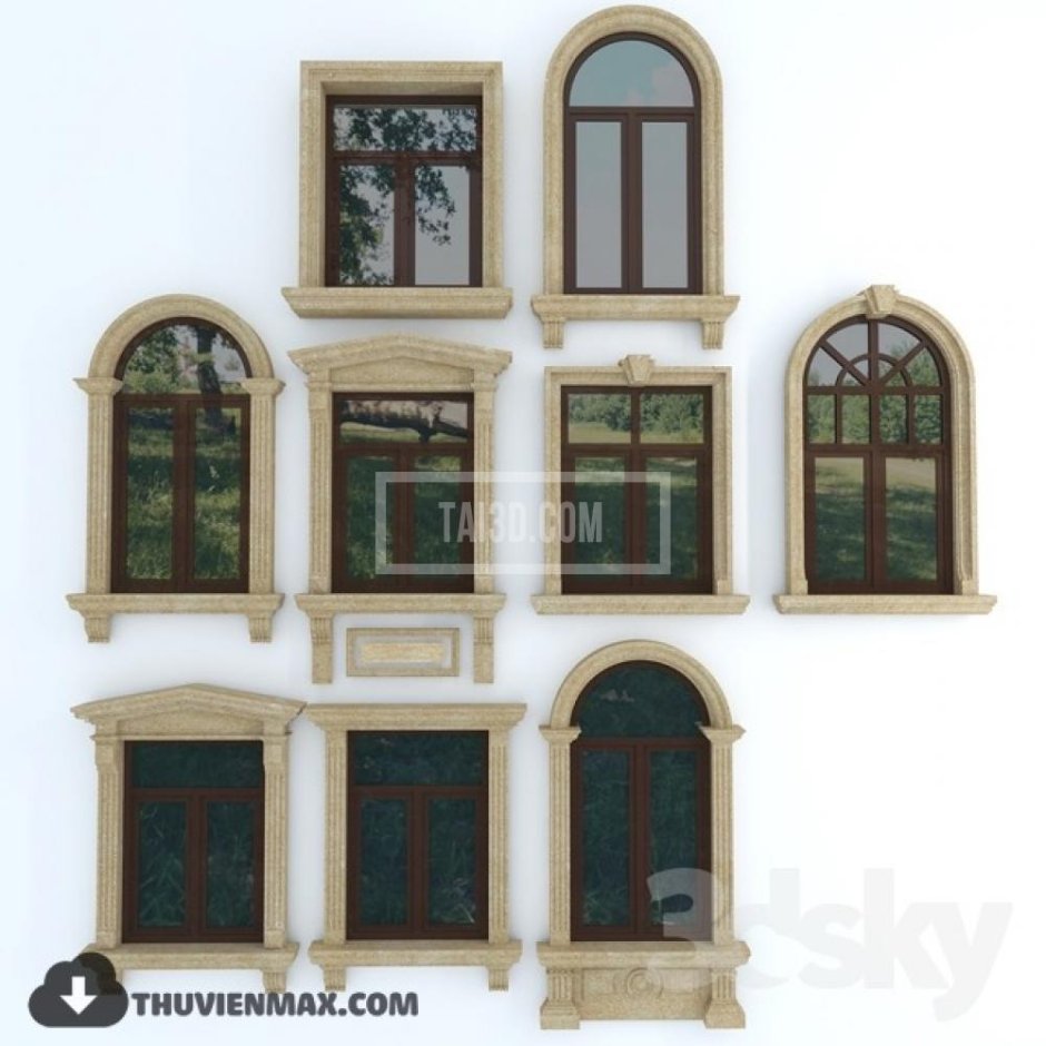 Полуциркульные арочные окна.