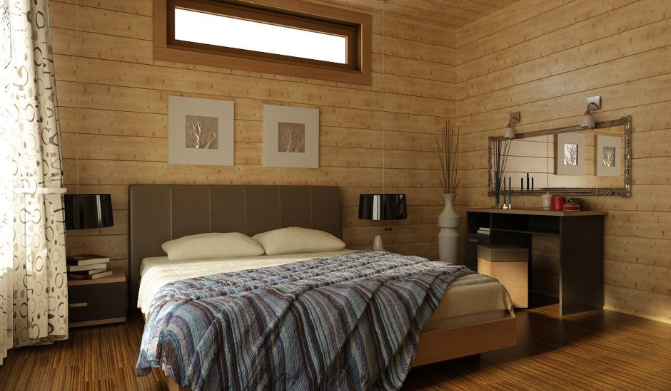 Дизайн комнаты с имитацией бруса