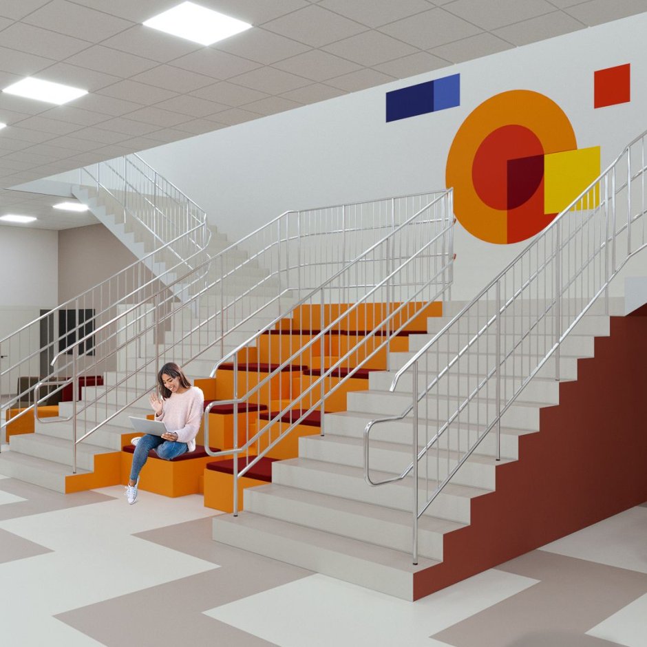 Лестница в школе дизайн