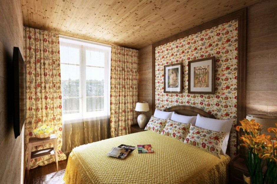 Вагонка в спальне в стиле Прованс