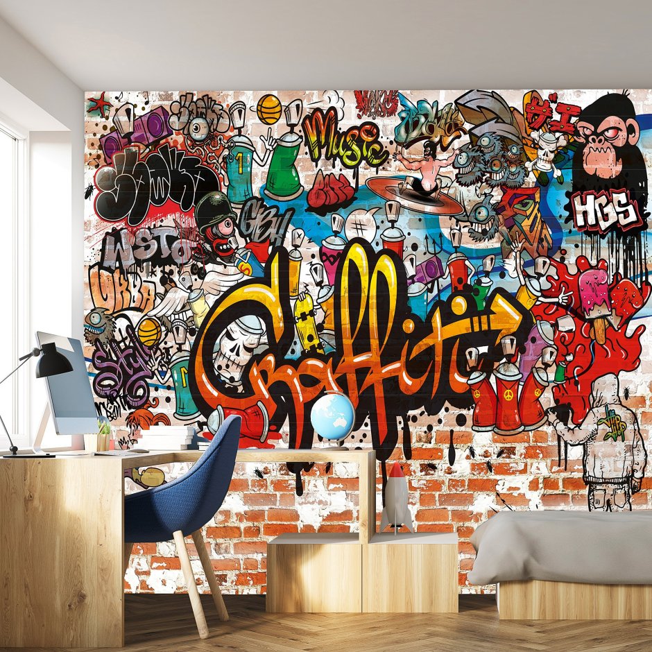 Фотообои стена с граффити