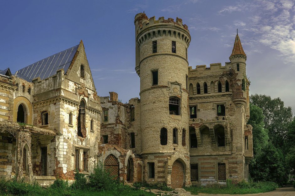 Замок в старом осколе с рыцарями