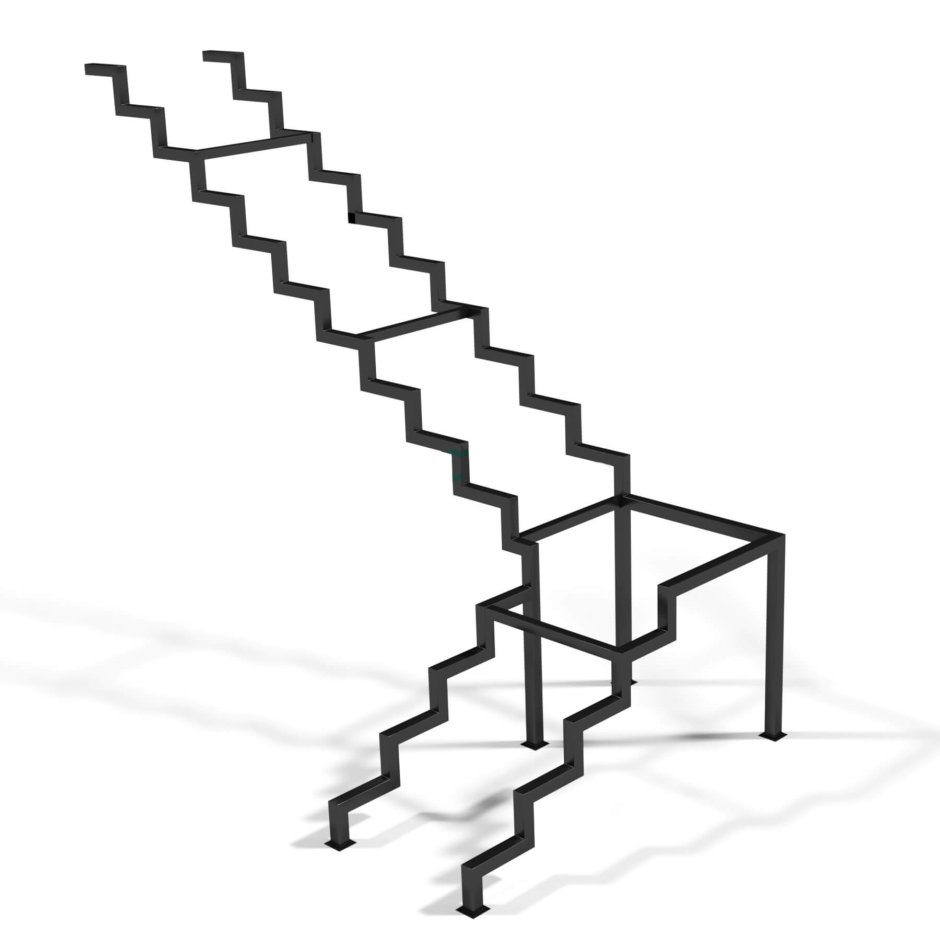 Каркас лестницы открытого типа с площадкой (z-образн. / Лист 8 мм)