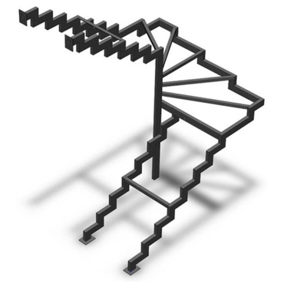 Каркас лестницы из металла с забежными ступенями на 180 градусов