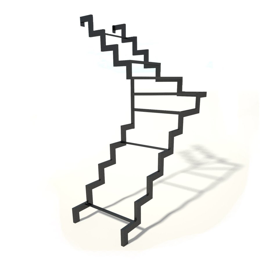 Лестница металл каркас 2 забежные ступени