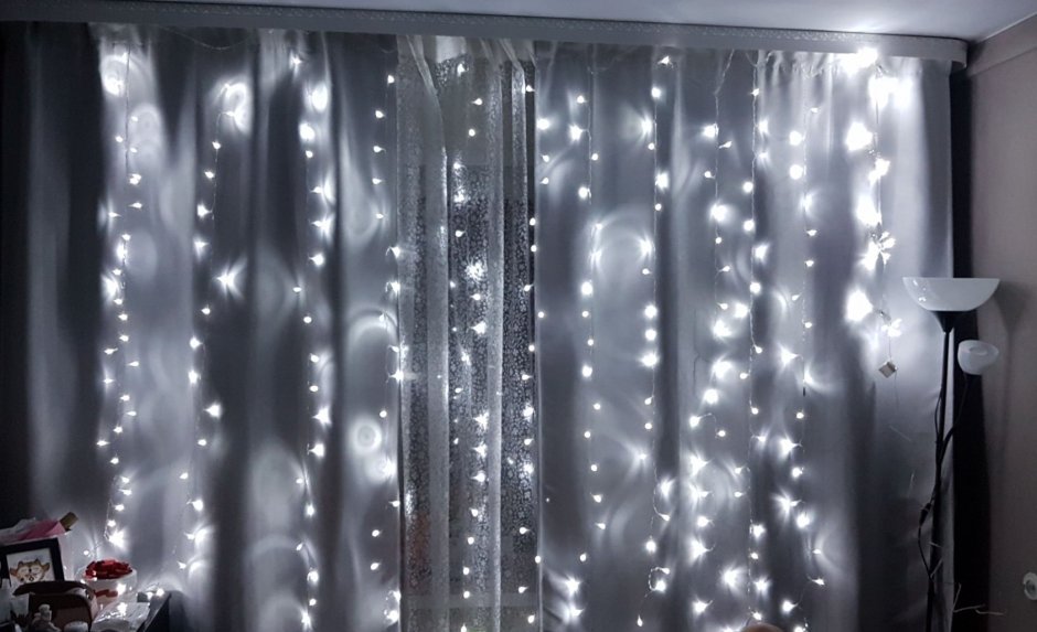 Гирлянда Новогодняя Glos световой занавес 150 led холодный белый 2 х 1,5 м
