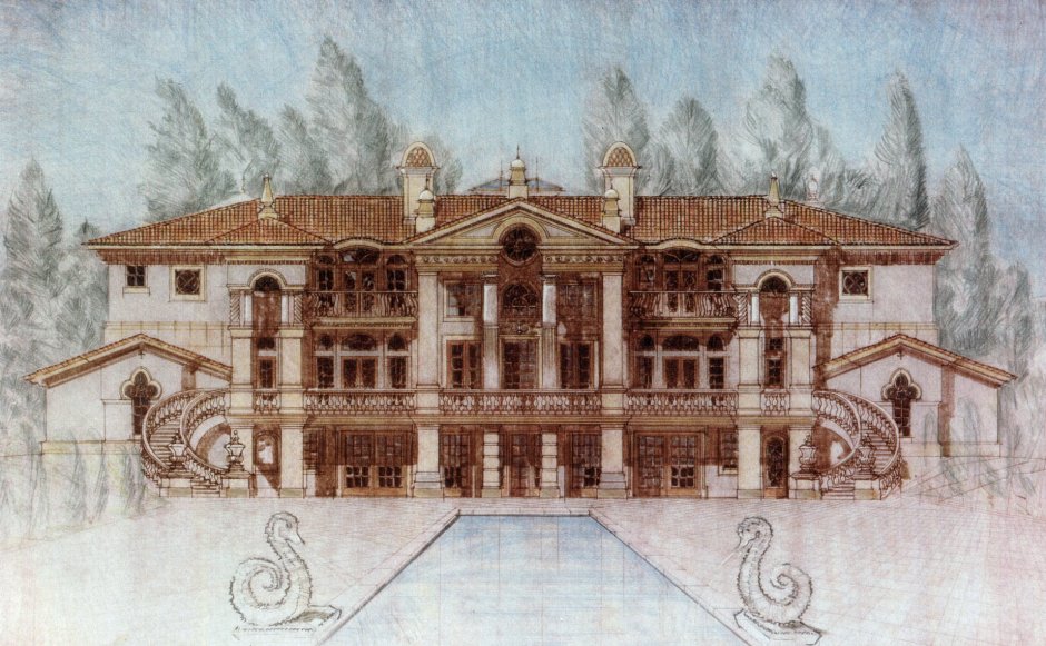 Дворец Фонтенбло чертеж фасада