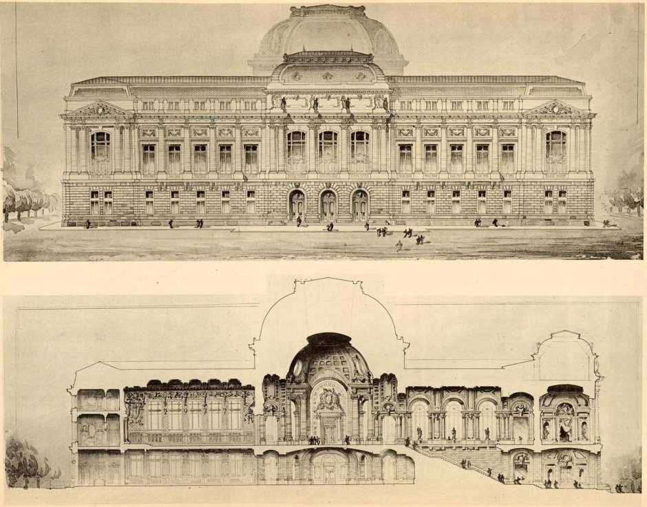 Чертеж фасада Гатчинского дворца
