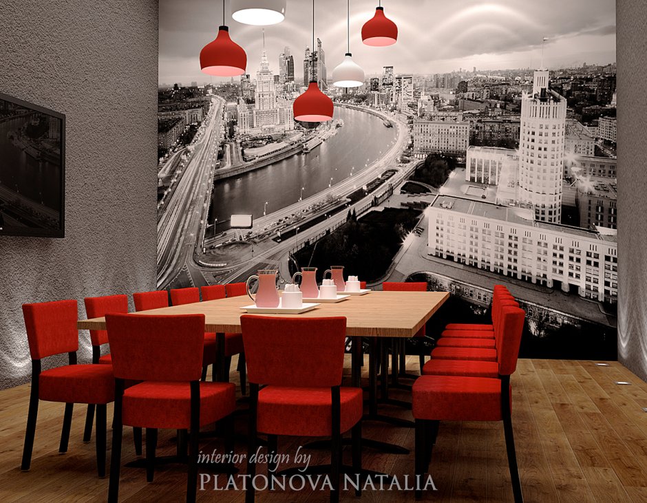 Фотообои в интерьере ресторана