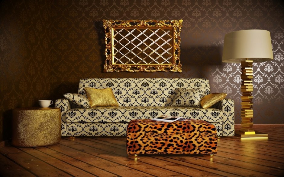 Леопардовый диван в интерьере