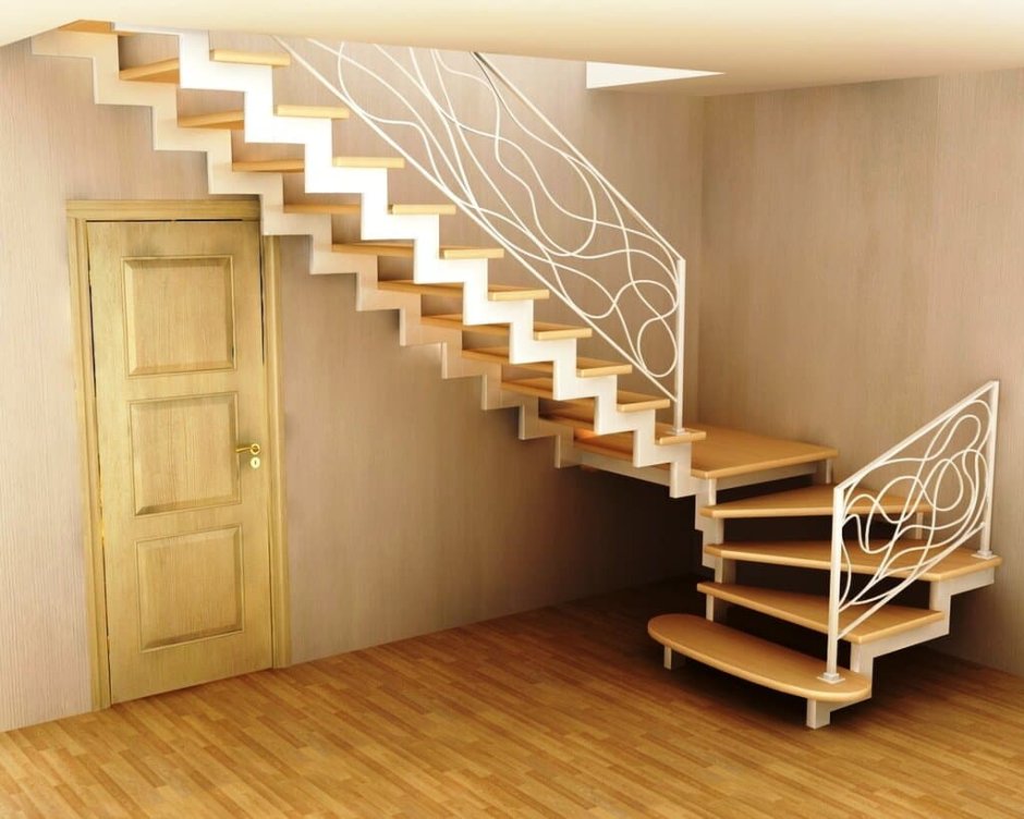 Мансардная лестница двухмаршевая