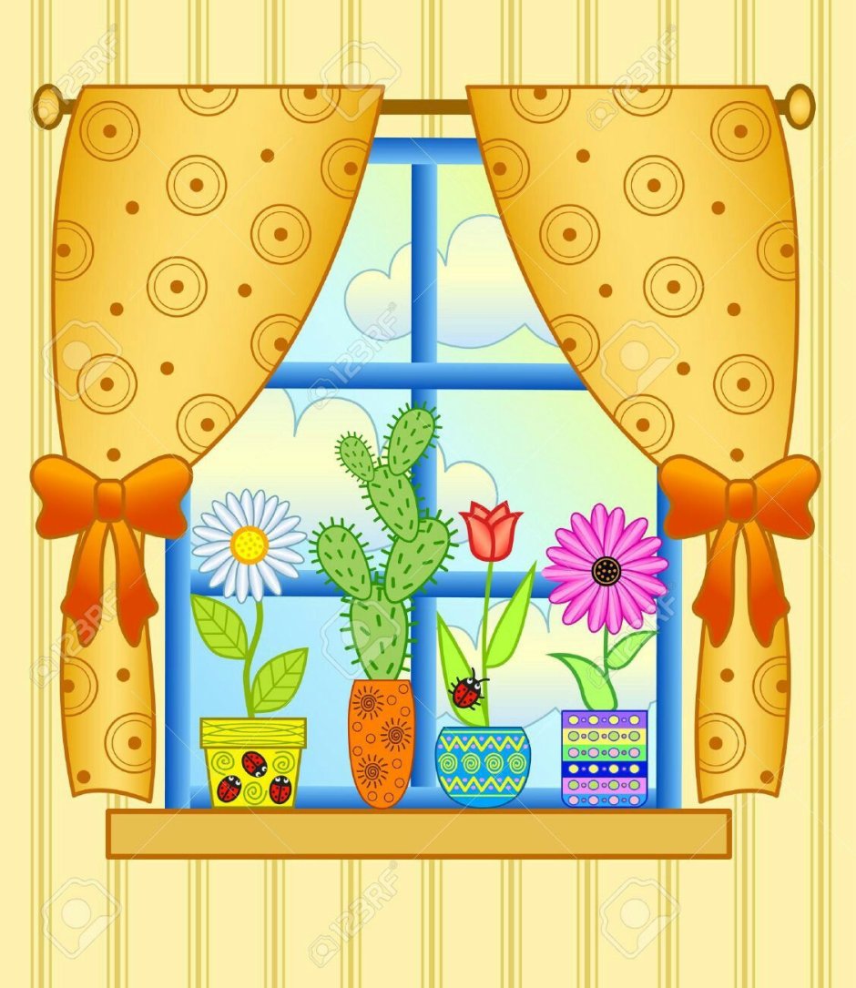 Окно со шторами для детей