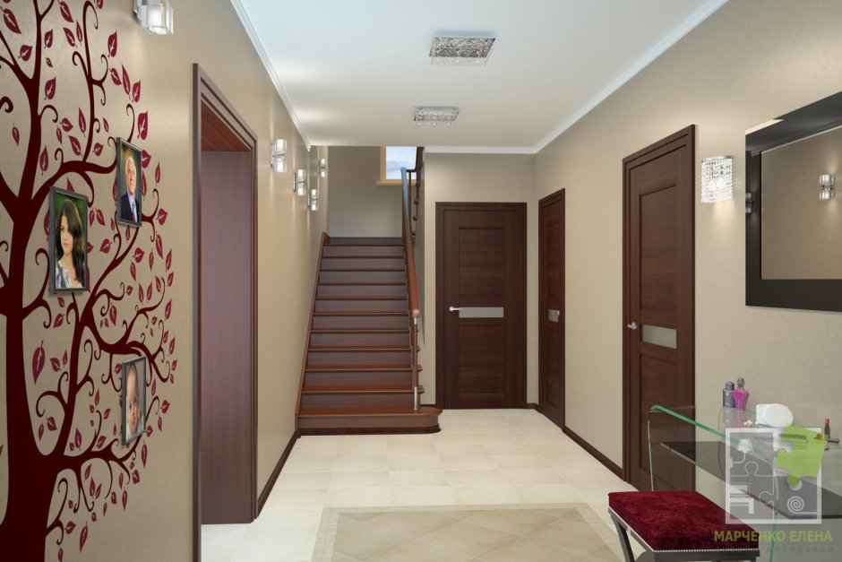 Интерьер коридора в частном доме