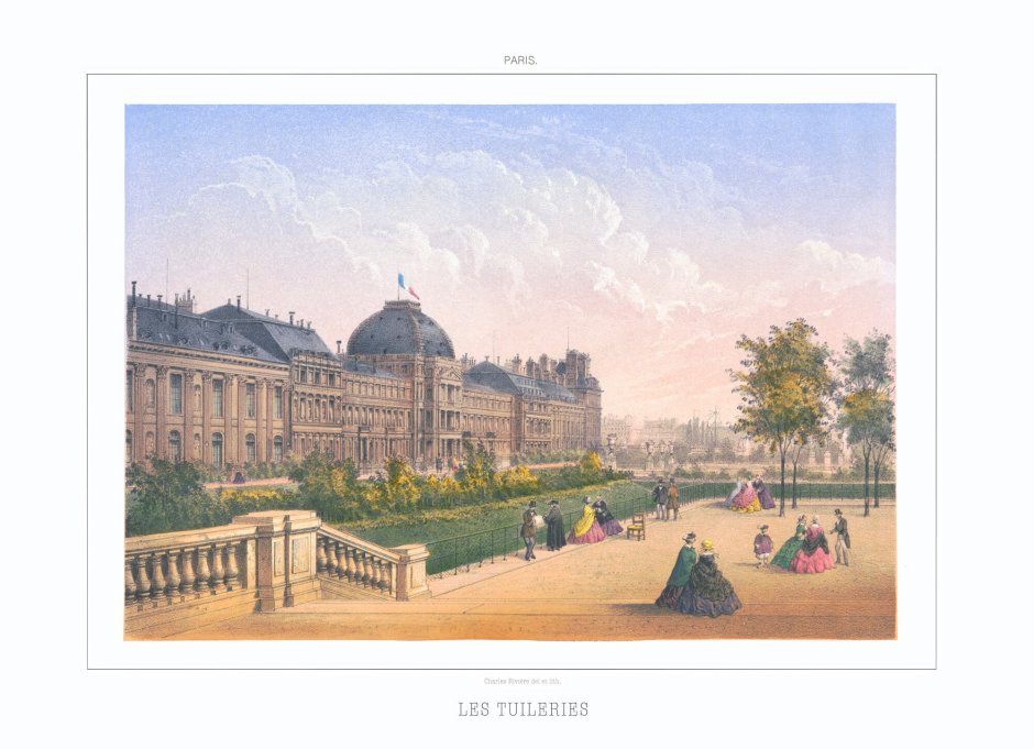 Дворец Тюильри сверху в Париже