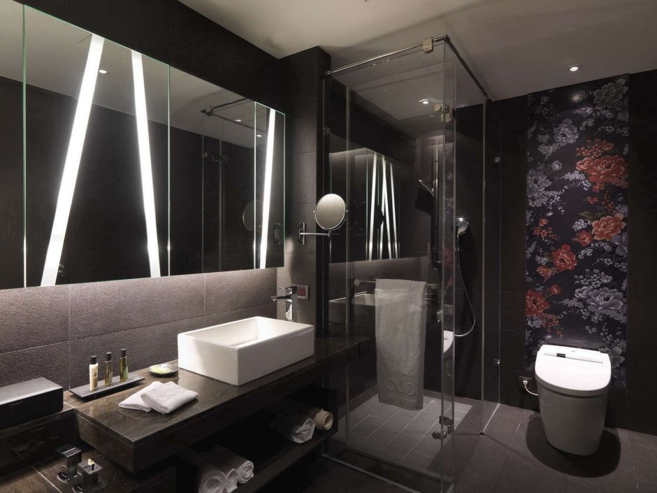 Чёрно-белая ванная комната дизайн