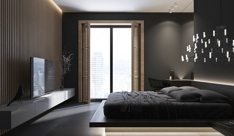 Темная комната дизайн спальни