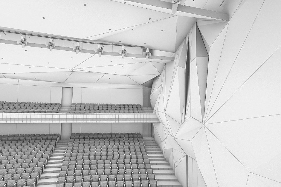 Интерьер концертного зала современный в графике