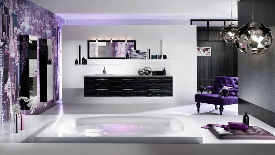 Черно фиолетовая ванная