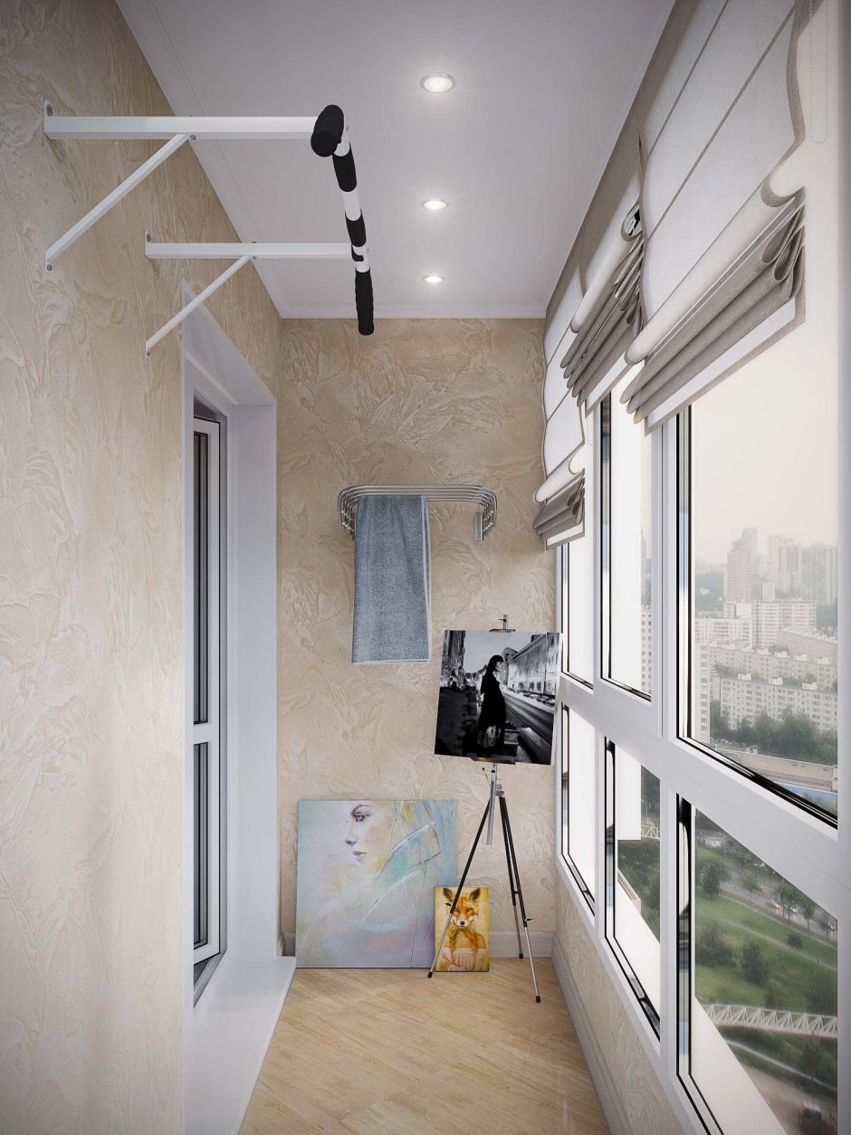 Дизайнерская отделка балкона с пожарной лестницей