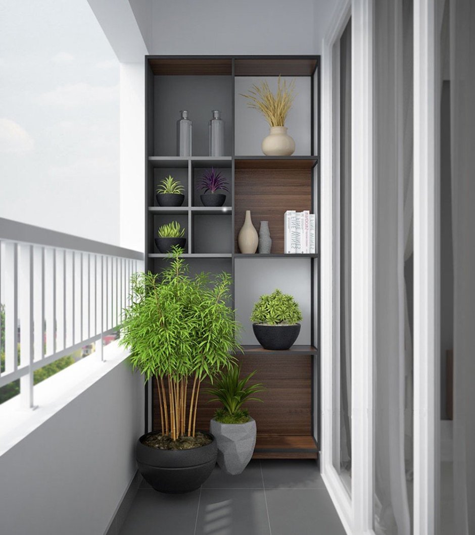 Белые полки на лоджии декор