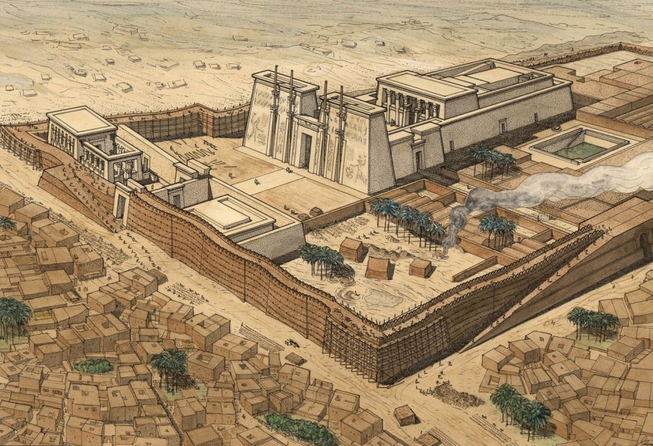 Карнакский храм древнего Египта с высоты