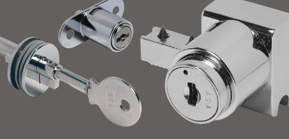 Замок кнопочный для раздвижных дверей из ДСП 16-18 мм.(506-12сr Pin) (25)