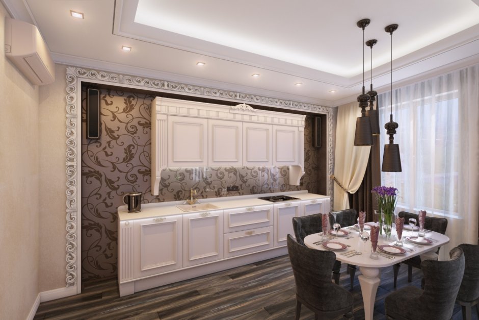 Кухня-гостиная 30м2 планировка