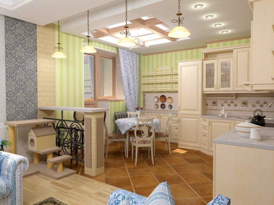 Фрески в интерьере кухни