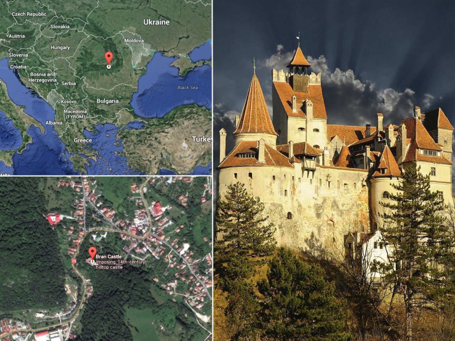 Замок графа Дракулы в Румынии на карте