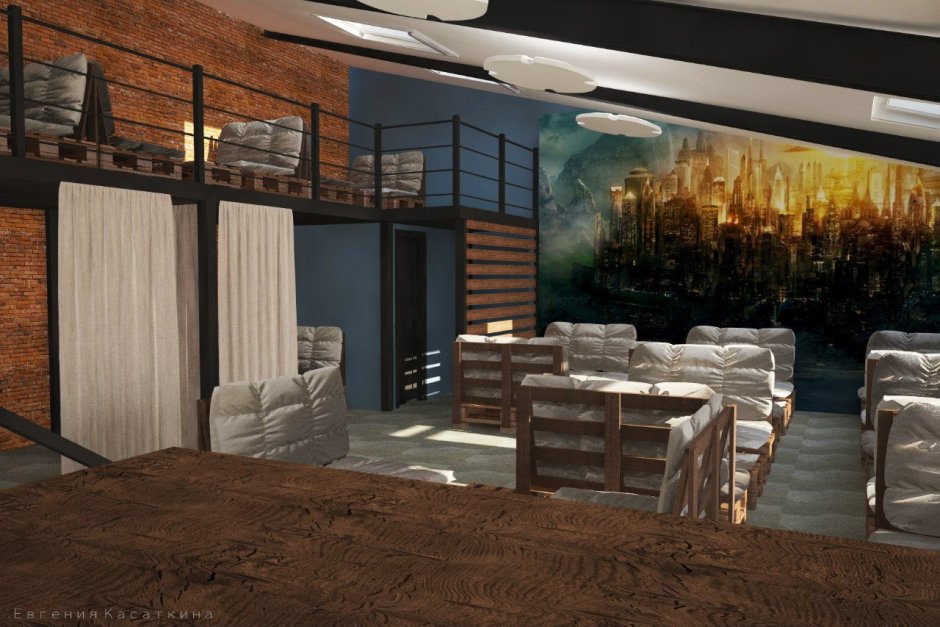 Интерьер кальянной Loft