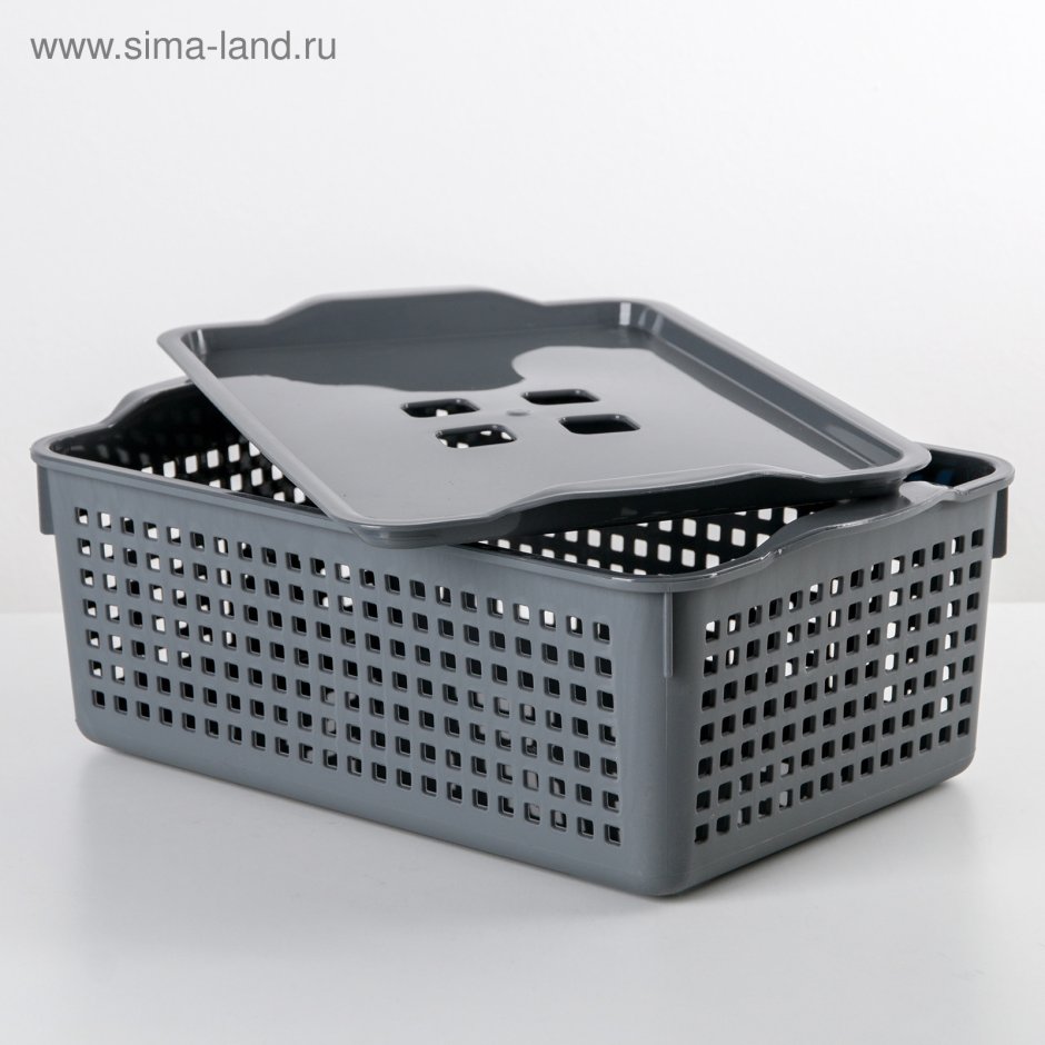 Корзинка лофт 5.3л 295х185х145мм с крышкой белая