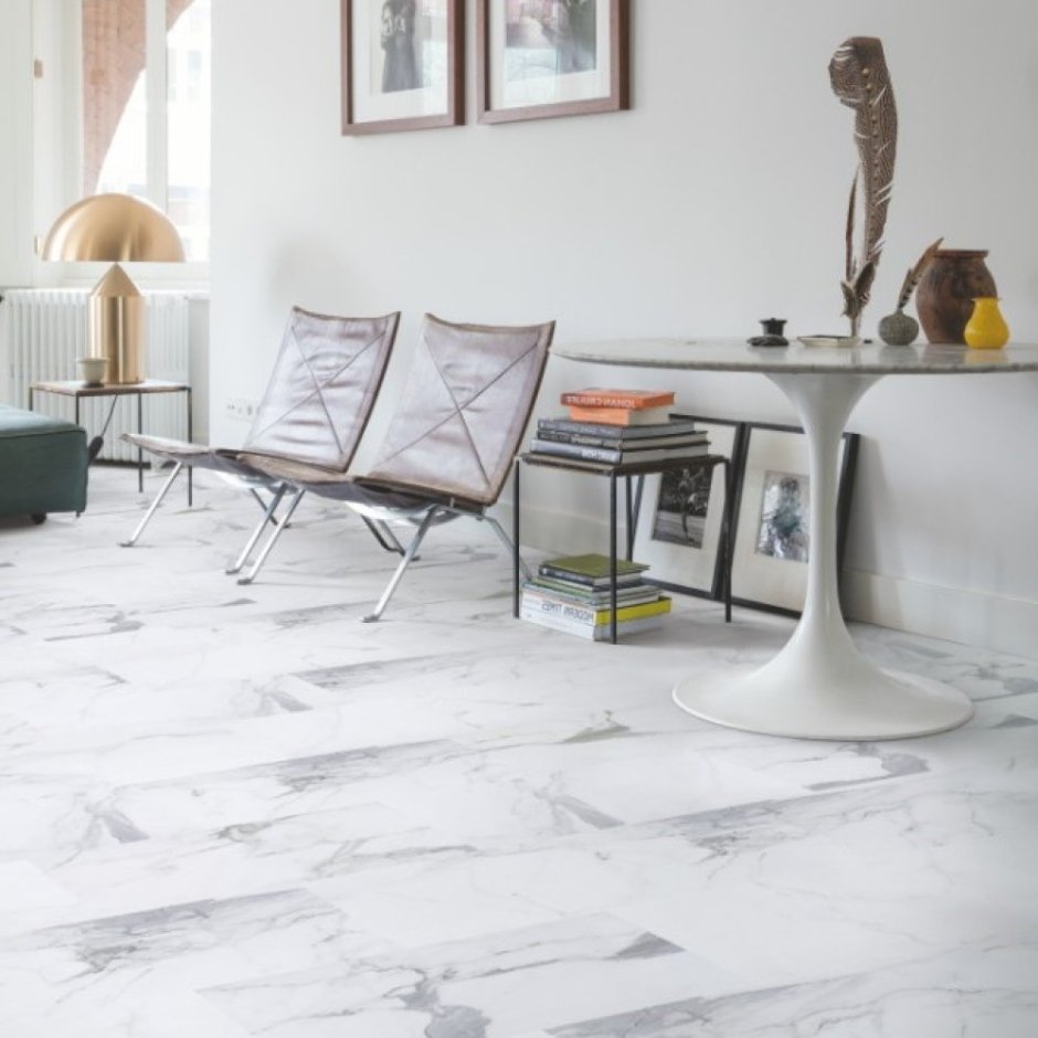 ПВХ-плитка quick-Step QS Livyn Ambient click AMCL 40136 мрамор Каррарский белый