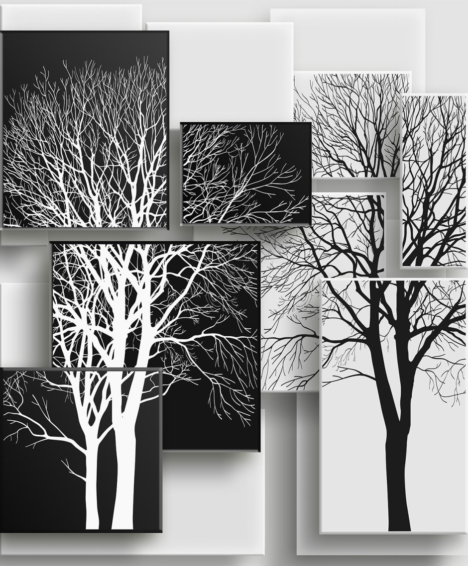 Черно белые панно дерево