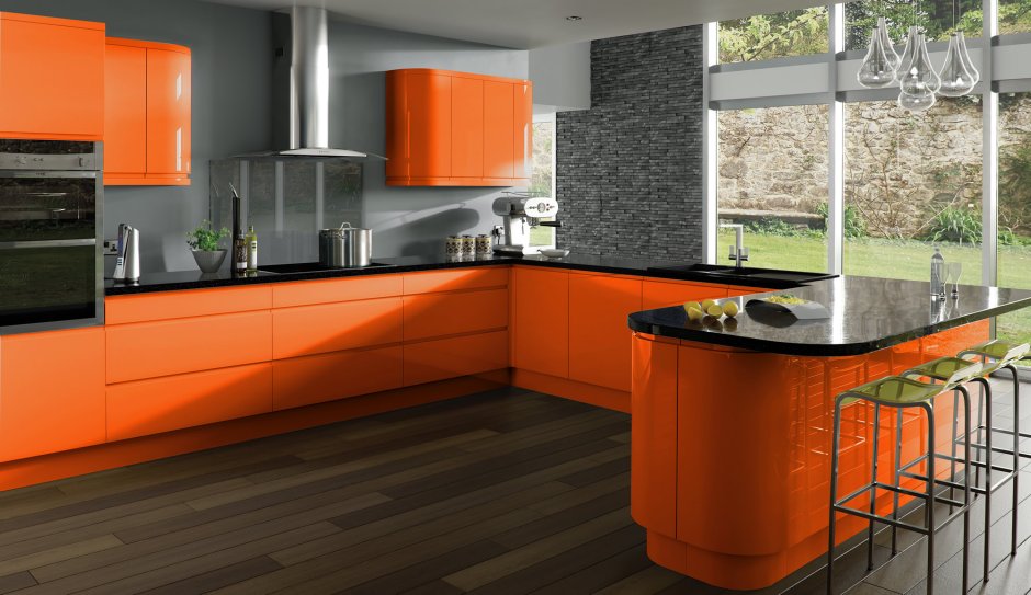 Кухня в оранжевом стиле