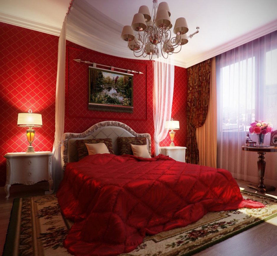 Черно красная спальня