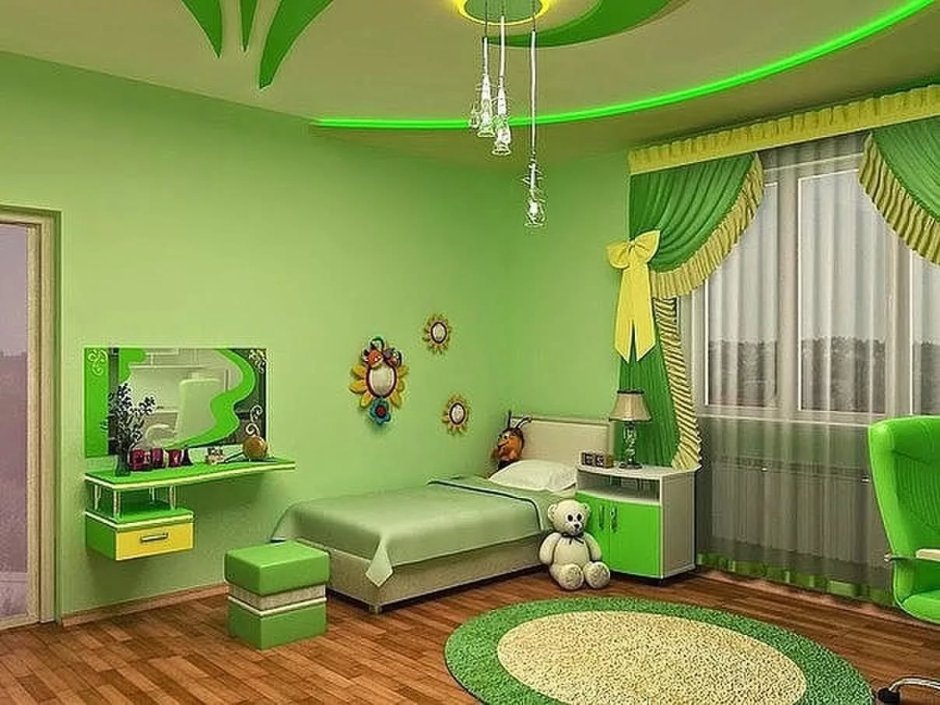 Сине зеленый интерьер