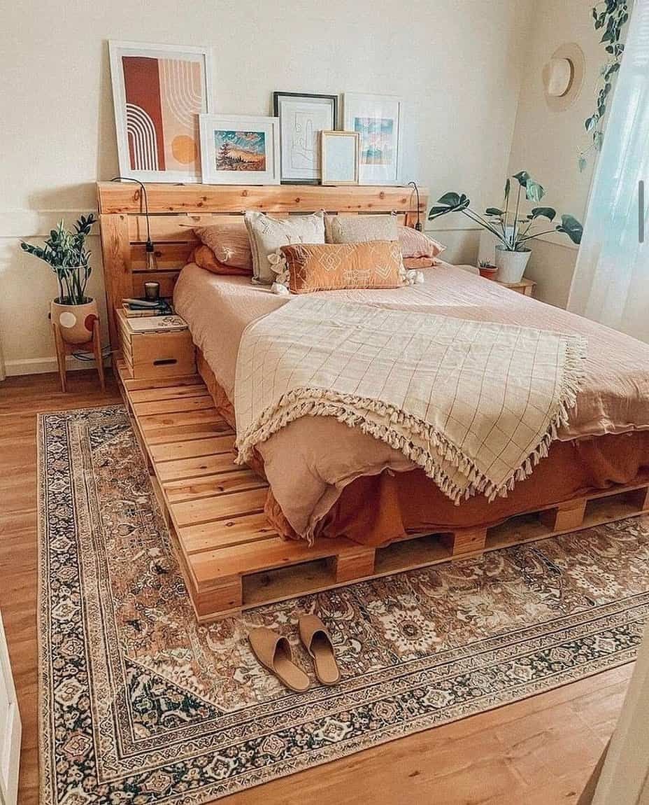 Кровать из паллетов деревянный дом