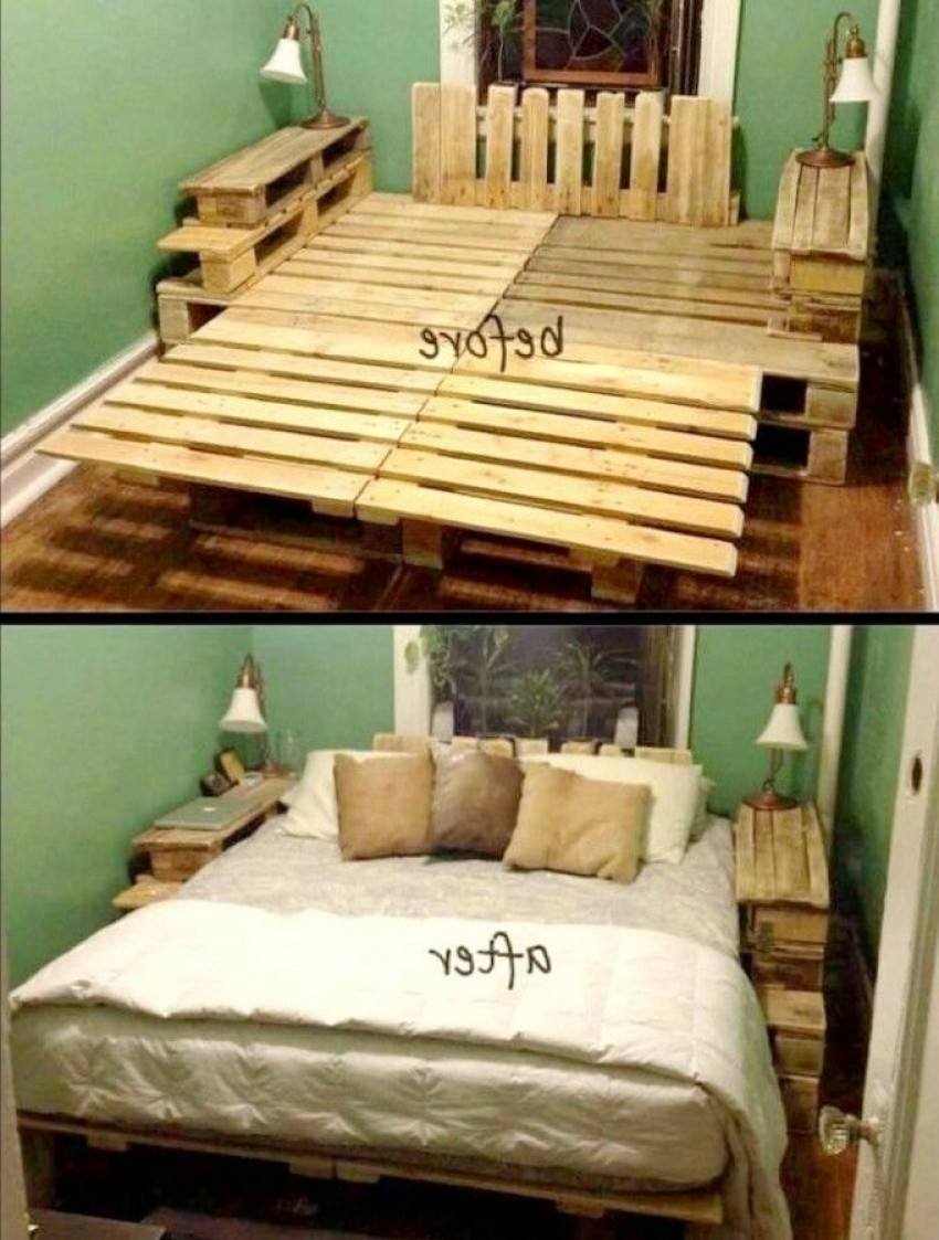 Кровать из поддонов в стиле эко
