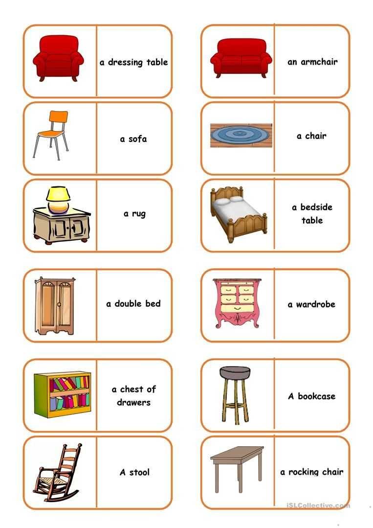 Мебель на английском для детей