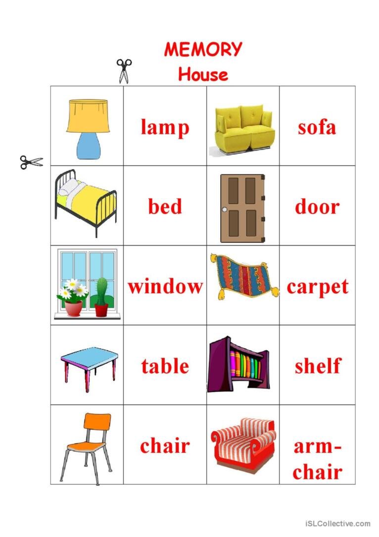 Мебель на английском языке для детей