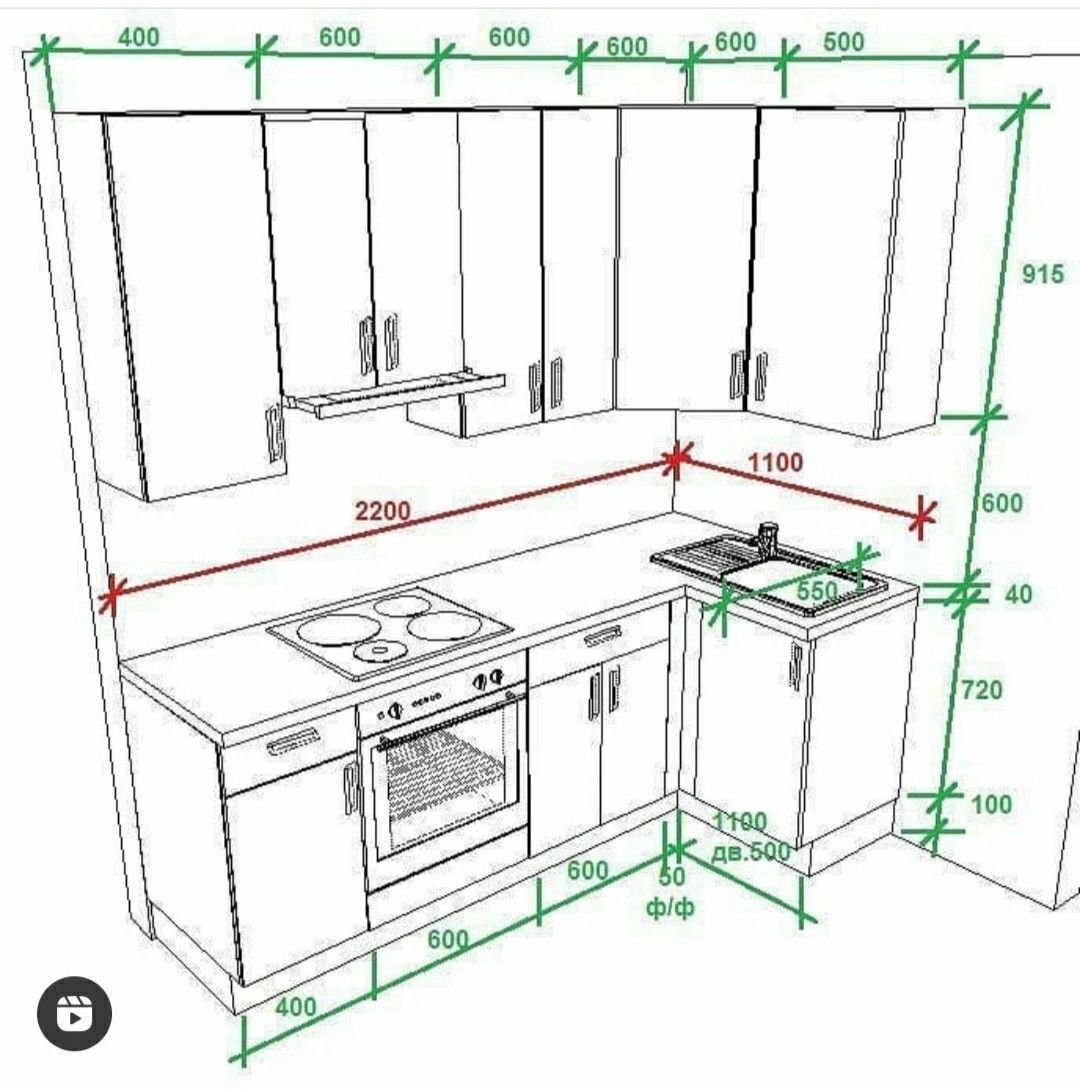 Высота кухонного гарнитура от пола со столешницей стандарт