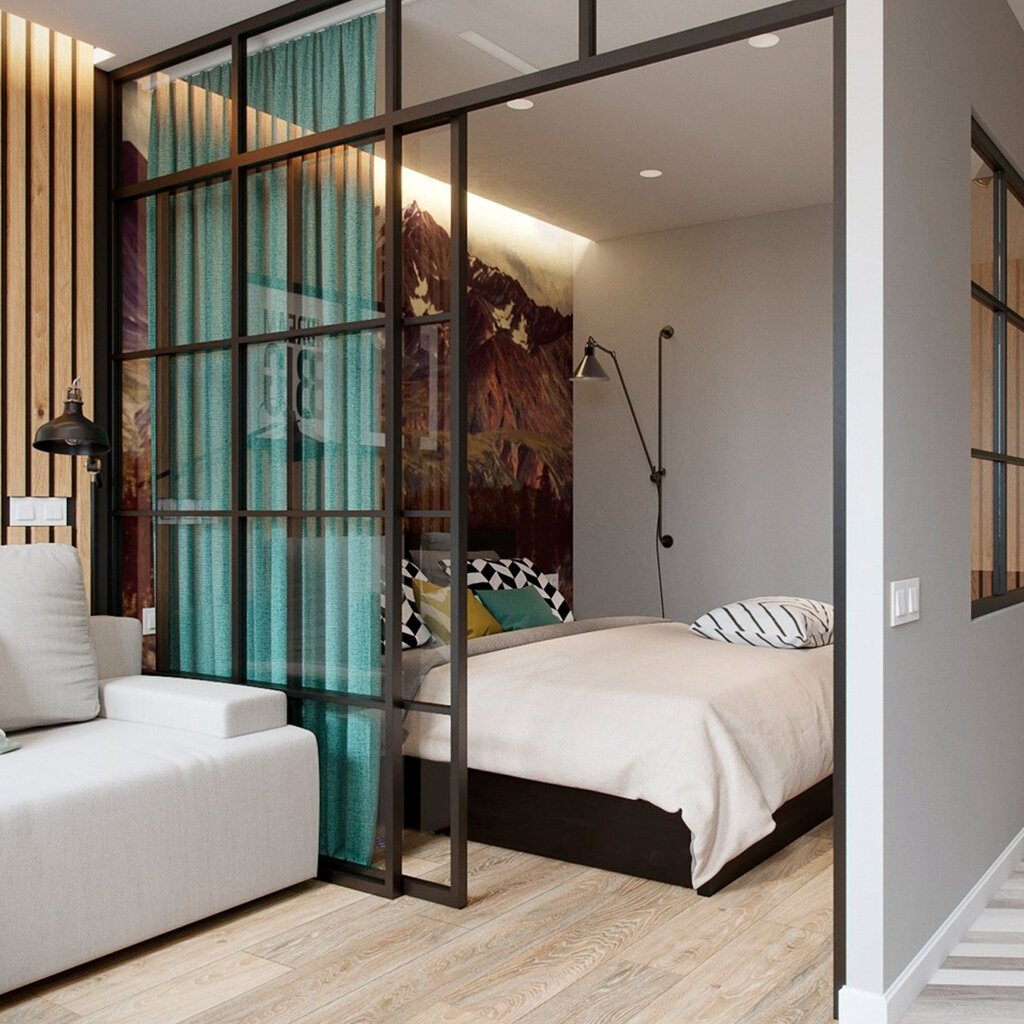 Разделить комнату на две зоны перегородкой из гипсокартона спальня и гостиная