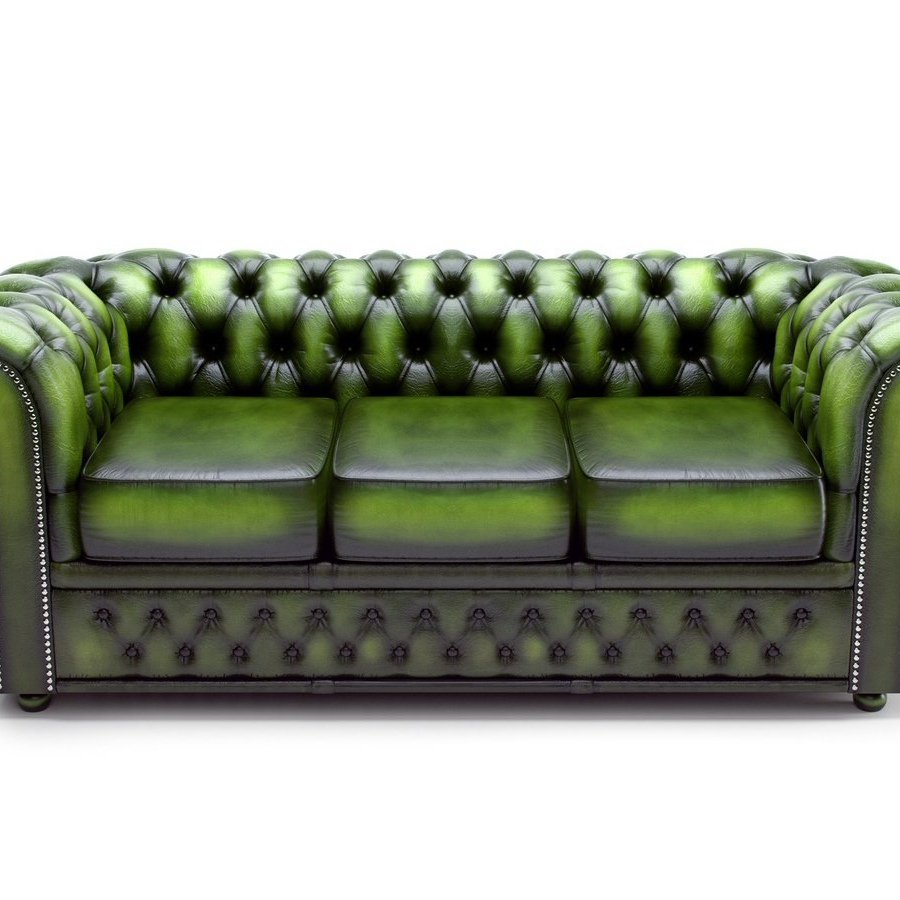 Честерфилд зеленый диван кожаный