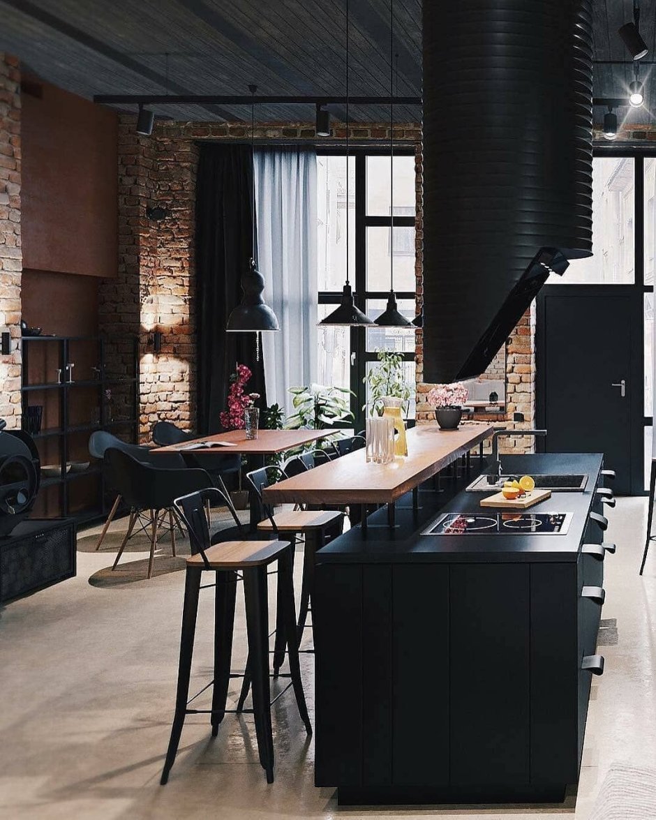 Кухня лофт дизайн интерьера